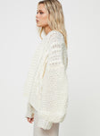 Abner Cable Cardigan Cream Princess Polly  long 