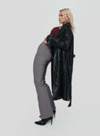 side view of model wearing Princess Polly Kinkirk Flared Pants Grey Mid Rise 