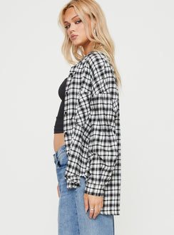 product Princess Polly Full Sleeves Crew Neck  Medley Shirt Black / White Check