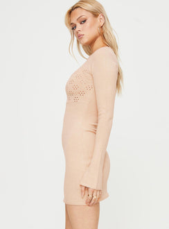 product Princess Polly Crew Neck  Heagen Knit Mini Dress Beige