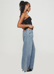 side view of model wearing Princess Polly Mongo Baggy Jeans Light Wash Low Rise Jeans 