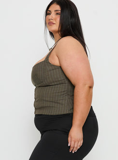 Nylen Tailored Suiting Top Brown Pinstripe Curve