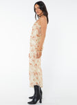 product Princess Polly Crew Neck  Cartian Strapless Maxi Dress Cream / Pink Floral