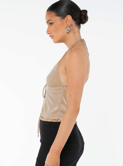 product Princess Polly Sleeveless Square Neck  Chantria Top Beige