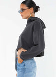 Samwell Cropped Zip Up Hoodie Black Sand Princess Polly  Cropped 