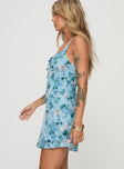 Floral mini dress Adjustable shoulder straps, scooped neckline, shirred band at back, invisible zip fastening, keyhole cut out at bust Non-stretch material, fully lined