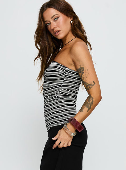 Bethanny Strapless Top Black Stripe