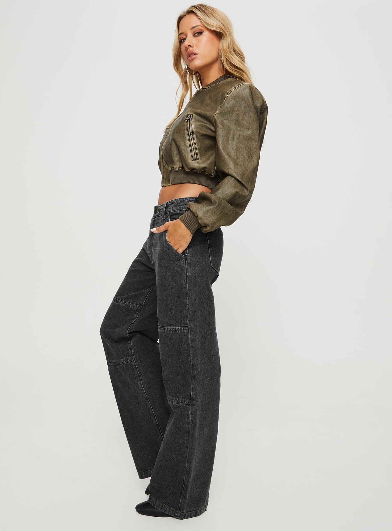 product Princess Polly High Waisted  Freedom Jeans Washed Charcoal