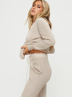 Abrams Rib Knit Crew Sweater Beige Princess Polly  regular 