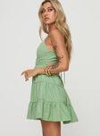 Mini dress Adjustable shoulder straps, tie fastening at back, tiered skirt Non-stretch, fully lined