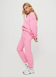 product Princess Polly High Waisted Pants  Princess Polly Track Pants Squiggle Text Watermelon Pink / Rose