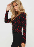Long Sleeve Top  Floral print, open style top, V-neckline
