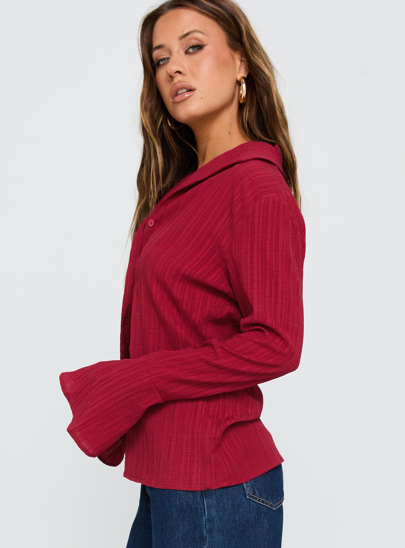 Beatris Long Sleeve Top Red