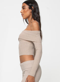 product Princess Polly Full Sleeves Square Neck  Tagula Off The Shoulder Top Beige