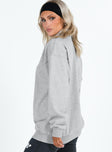 Princess Polly Quarter Zip Sweatshirt Cursive Text Grey Marle / Slate Princess Polly  regular 