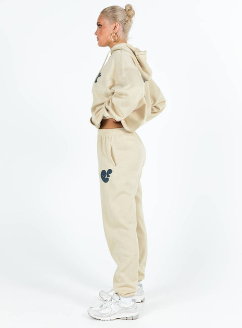 product Princess Polly  Princess Polly Track Pants Bubble Text Stone / Slate