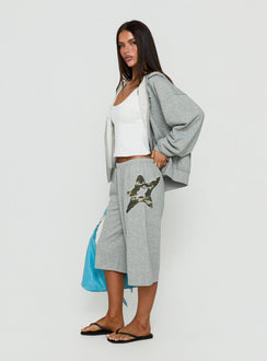 Chelzie Longline Applique Track Jorts Grey Marle / Camo
