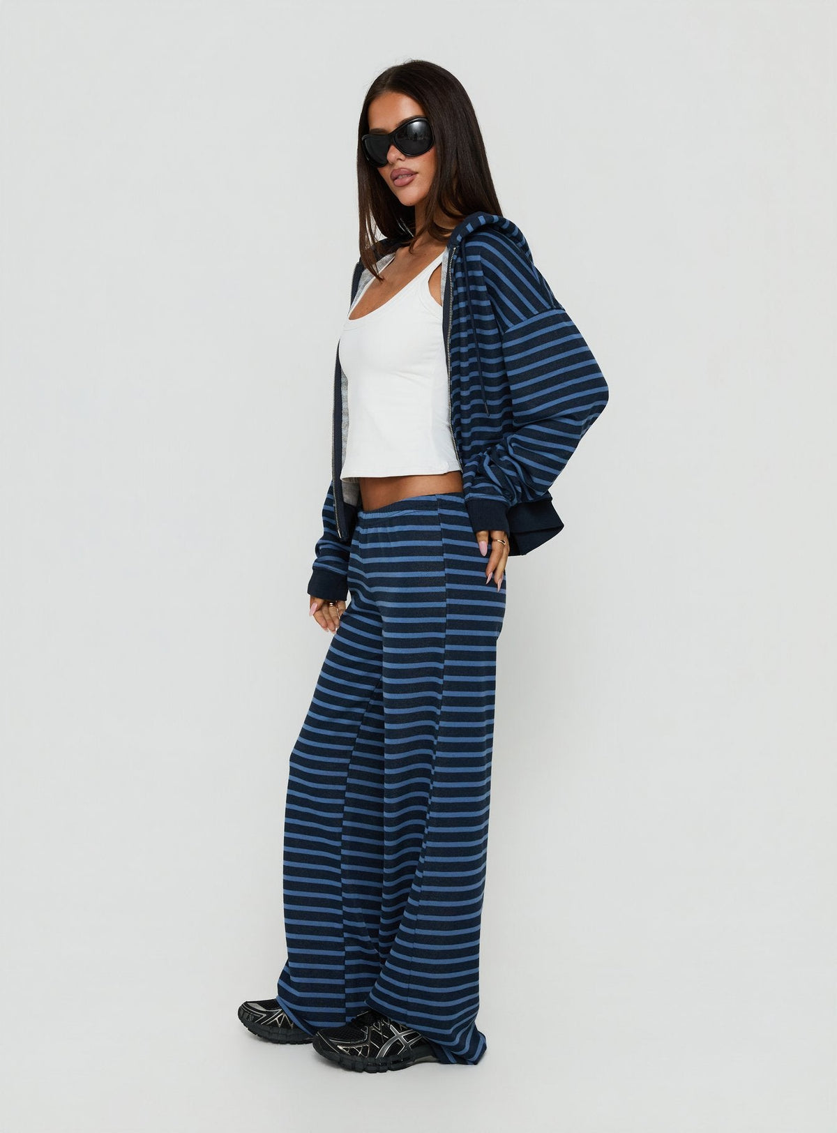 Delaeni Straight Leg Track Trousers Blue Stripe