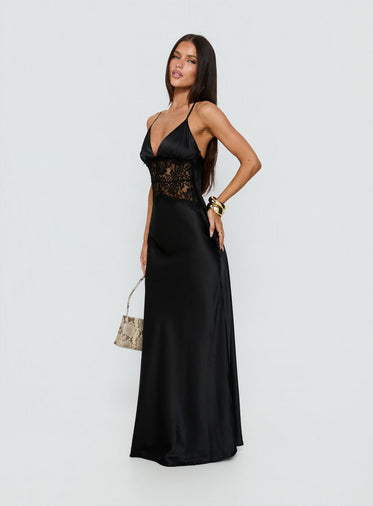 chinese dress ladies Black Lace Wedding Dress Mermaid High Neck Wedding Dress See Through Black  Bridal Gown GRSD005 main image 1