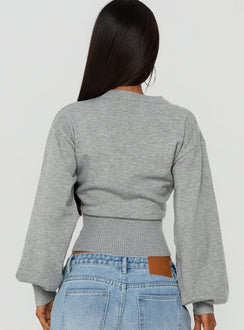 Emerica V-Ausschnitt Pullover mit Raffung Grau