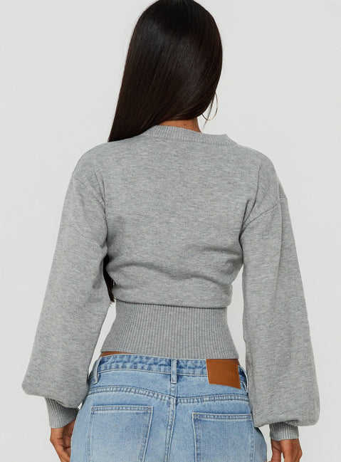 Emerica V-Ausschnitt Pullover mit Raffung Grau