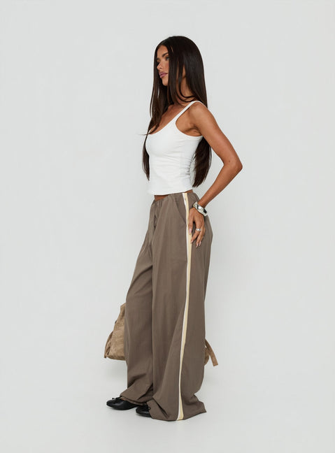 Lunea Concealed Waistband Trousers Mushroom Stripe