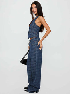 Renewal Halter Top Indigo Plaid