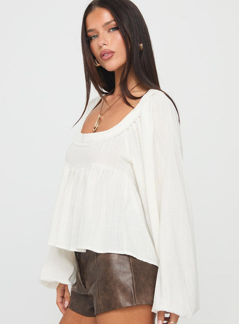 Benjie Long Sleeve Top White