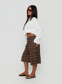 Brenn Baggy Longline Shorts Braunes Karo
