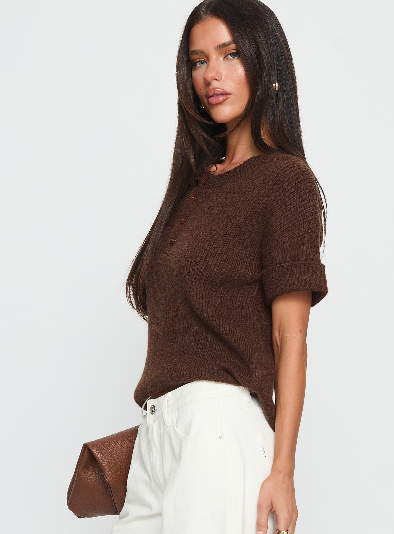 Brandii Button Up Top Chocolate
