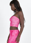 Pink slim fitting tube top Mesh material Good stretch