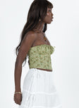 product Princess Polly Sleeveless Asymmetric Neckline  Rizzi Top Green Floral