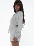 Hooded romper Zip fastening at front, drawstring waist, tie fastening, elasticated cuffs, twin hip pockets