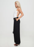 side view of model wearing Princess Polly Bonnet Wide Leg Pants Black 