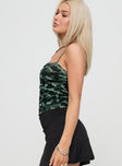 side view of model wearing Princess Polly Rewn Top Multi Sleeveless Square Neck 