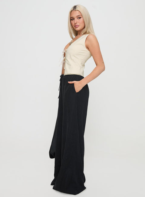 side view of model wearing Princess Polly Barbieri Pants Black High Waisted Pants 