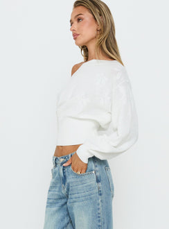 Lalola Asymmetrical Knit Jumper White