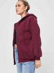 Florida Zip Up Sweater Burgundy Princess Polly  long 