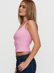 Baseline Square Neck Rib Tank Top Pale Pink