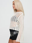 side view of model wearing Princess Polly Kassiani Sweater White 