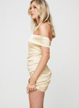 product Princess Polly Asymmetric Neckline  Evetta Off The Shoulder Mini Dress Champagne