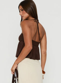 Jesemia Halter Blouson Top Brown