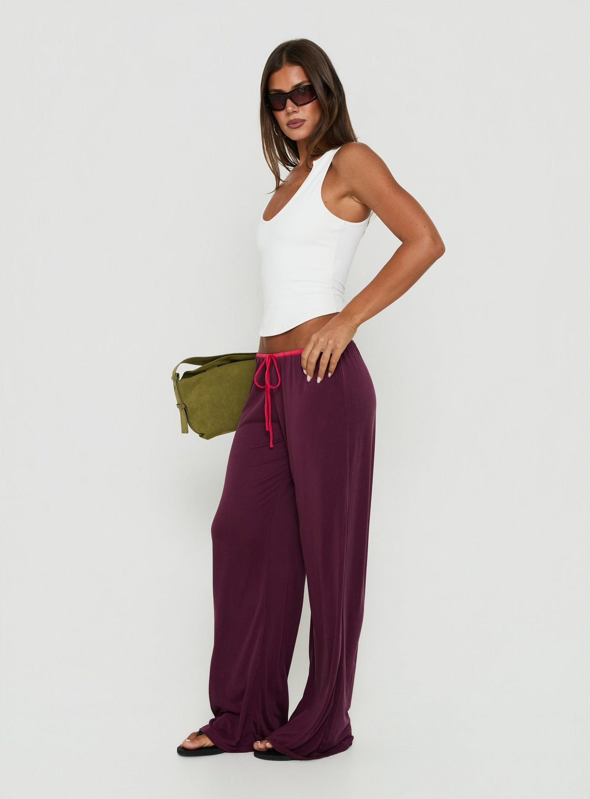 Jessika Ultra Low Trousers Red / Plum