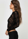 product Princess Polly Full Sleeves Square Neck  Freller Lace Long Sleeve Top Black