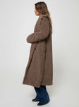 Teddy coat Lapel collar, button fastening at front, twin hip pockets