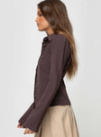 product Princess Polly Full Sleeves High Neck  Anni Pinstripe Shirt Brown