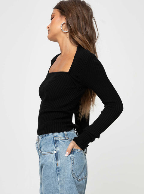product Princess Polly Full Sleeves Square Neck  Gleeson Square Neck Long Sleeve Top Black