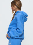 Princess Polly Hooded Sweatshirt Bubble Text Blue / White