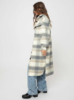 Plaid coat Classic collar, button fastening down front, twin chest pockets, single button cuff Non-stretch material, unlined 