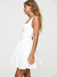 Princess Polly Square Neck  Straplie Mini Dress White